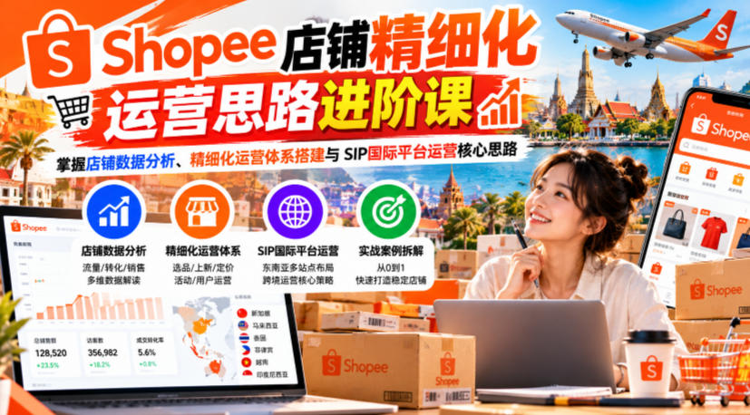 4ce605eaeb984fb84793824c2a805f16.jpeg Shopee店铺精细化运营思路进阶课,掌握店铺数据分析、精细化运营体系搭建与SIP国际平台运营核心思路