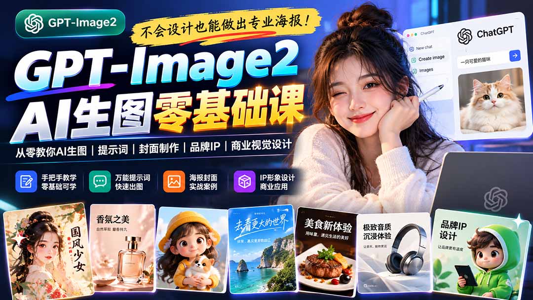 60cd0746b477ec87bc106d5a5058fbf1.jpeg 不会设计也能做出专业海报!GPT-Image2从零教你AI生图、提示词、封面制作、品牌IP与商业视觉设计