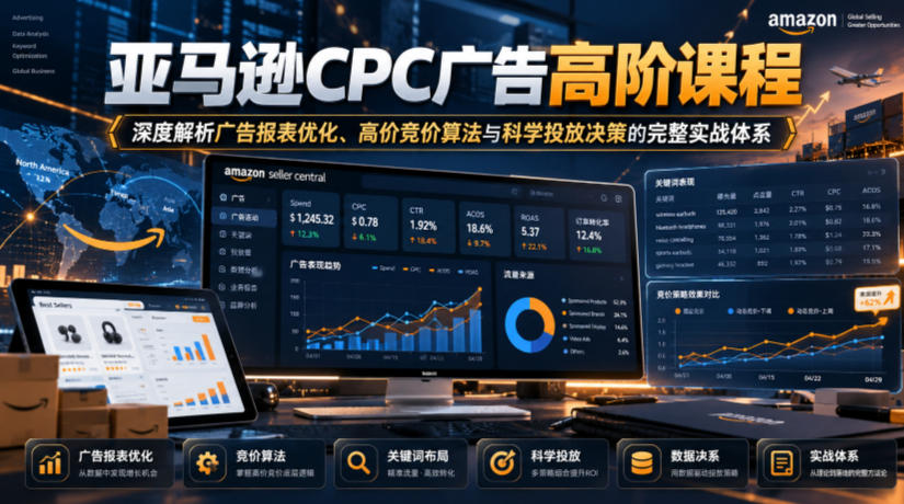 亚马逊CPC广告高阶课程，深度解析广告报表优化、高价竞价算法与科学投放决策的完整实战体系网赚项目-副业赚钱-互联网创业-资源整合老八网赚资源