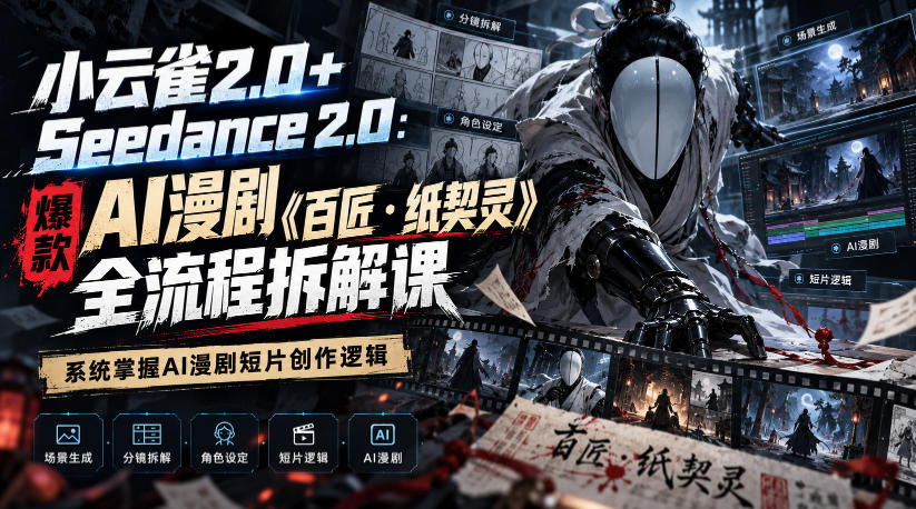 5cf804dabccedf972d0c7f12dff38615.jpeg 小云雀2.0+Seedance 2.0:爆款AI漫剧《百匠・纸契灵》全流程拆解课,系统掌握AI漫剧短片创作逻辑