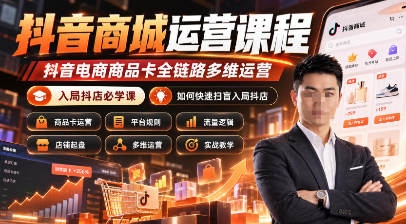 抖音商城运营课程，抖音电商商品卡全链路多维运营，入局抖店必学课， 如何快速扫盲入局抖店(更新1017)网赚项目-副业赚钱-互联网创业-资源整合老八网赚资源
