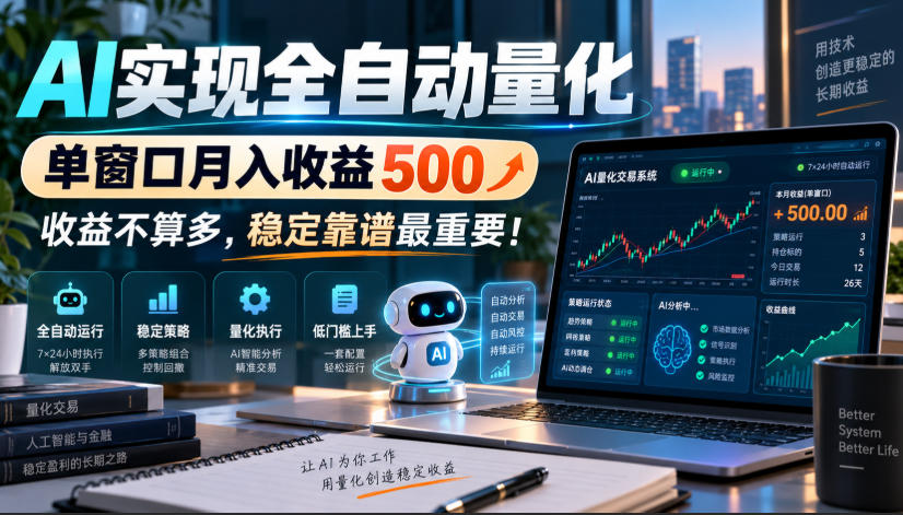 124f14e9033495ec35a336c22e99ddf0.jpeg AI实现全自动量化,单窗口月入收益500,收益不算多,稳定靠谱最重要!【揭秘】