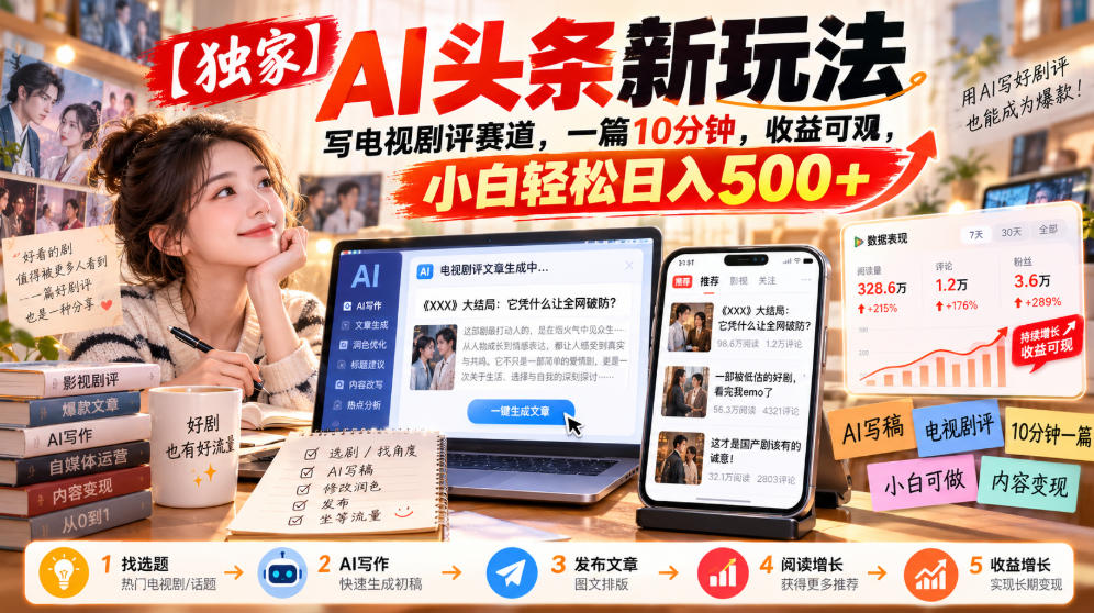 3aa611a6f5f11ef145a01161aa50022b.jpeg 【独家】AI头条新玩法,写电视剧评赛道,一篇10分钟,收益可观,小白轻松日入500+