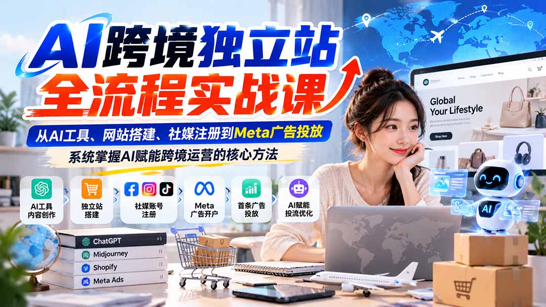 6f5d3da8609f4cb1ad6604ca4a65d163.jpeg AI跨境独立站全流程实战课:从AI工具、网站搭建、社媒注册到Meta广告投放,系统掌握AI赋能跨境运营的核心方法