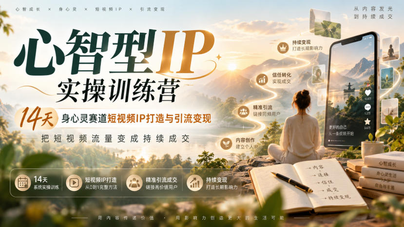 97b82adfa45dc59cdd8bdf3af97b746c.jpeg 心智型IP实操训练营|14天身心灵赛道短视频IP打造与引流变现,把短视频流量变成持续成交