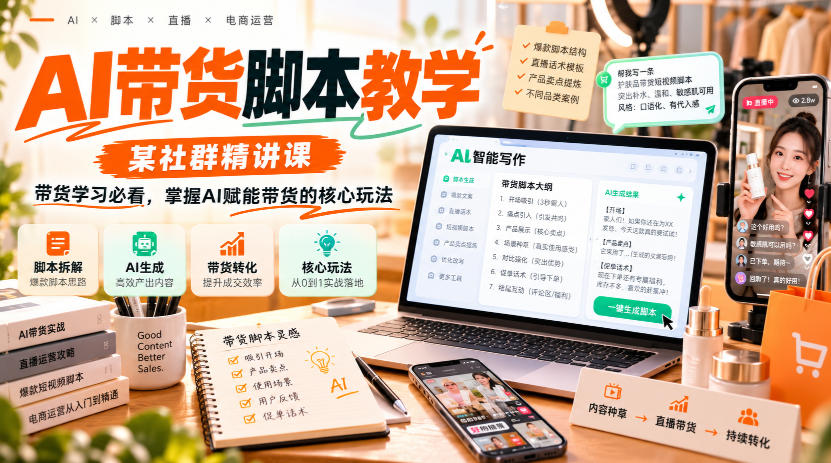 ba81170aa2f84e012223412ce4034995.jpeg AI带货脚本教学,某社群精讲课,带货学习必看,掌握AI赋能带货的核心玩法