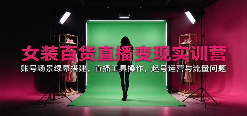 女装百货直播变现实训营：账号场景绿幕搭建，直播工具操作，起号运营与流量问题网赚项目-副业赚钱-互联网创业-资源整合老八网赚资源
