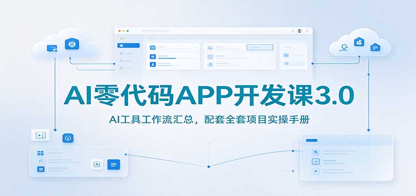 AI零代码APP开发课3.0:AI工具工作流汇总,配套全套项目实操手册网赚项目-副业赚钱-互联网创业-资源整合老八网赚资源