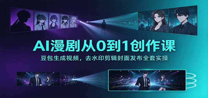 AI漫剧从0到1创作课：豆包生成视频，去水印剪辑封面发布全套实操网赚项目-副业赚钱-互联网创业-资源整合老八网赚资源