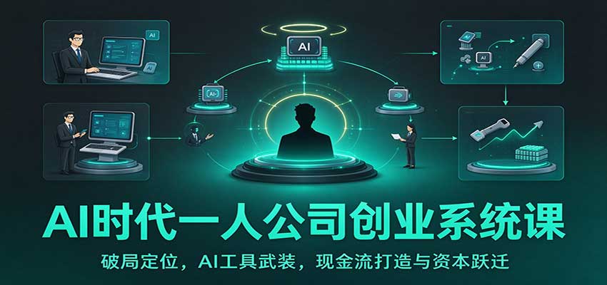 AI时代一人公司创业系统课：破局定位，AI工具武装，现金流打造与资本跃迁网赚项目-副业赚钱-互联网创业-资源整合老八网赚资源