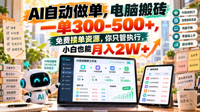 6d63d4f22c739b8f907a38cb55963ef3.jpeg AI自动做单,电脑搬砖一单300-500+,免费接单资源,你只管执行,小白也能月入2W+【揭秘】