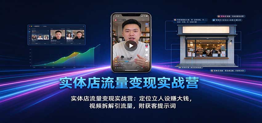 实体店流量变现实战营：定位立人设赚大钱，视频拆解引流量，附获客提示词网赚项目-副业赚钱-互联网创业-资源整合老八网赚资源