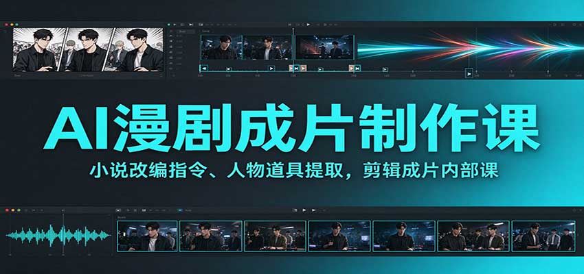 AI漫剧成片制作课：小说改编指令、人物道具提取，剪辑成片全流程网赚项目-副业赚钱-互联网创业-资源整合老八网赚资源