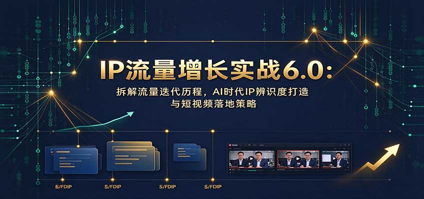 IP流量增长实战6.0:拆解流量迭代历程,AI时代IP辨识度打造与短视频落地策略网赚项目-副业赚钱-互联网创业-资源整合老八网赚资源