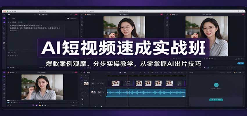 AI短视频速成实战班：爆款案例观摩、分步实操教学，从零掌握AI出片技巧网赚项目-副业赚钱-互联网创业-资源整合老八网赚资源