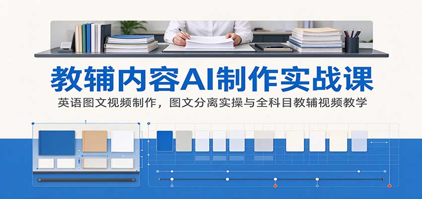 AI制作教辅内容实战课：英语图文视频制作，图文分离实操与全科目教辅视频教学网赚项目-副业赚钱-互联网创业-资源整合老八网赚资源