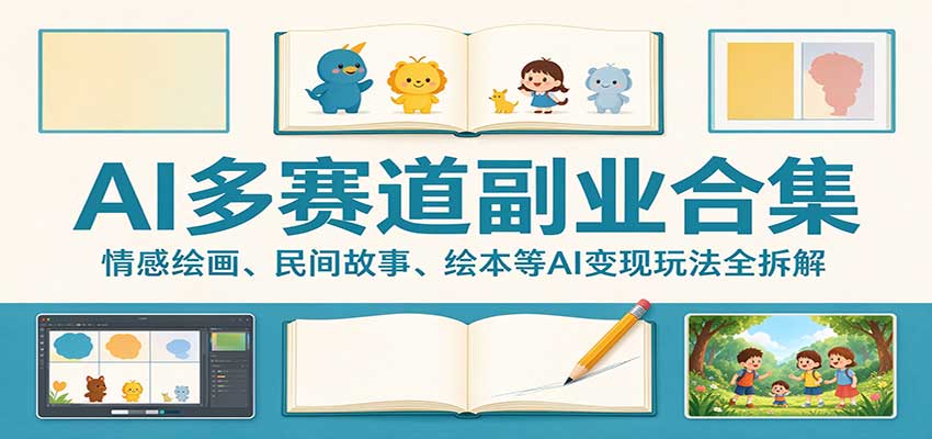 AI多赛道副业合集：情感绘画、民间故事、绘本等AI变现玩法全拆解网赚项目-副业赚钱-互联网创业-资源整合老八网赚资源