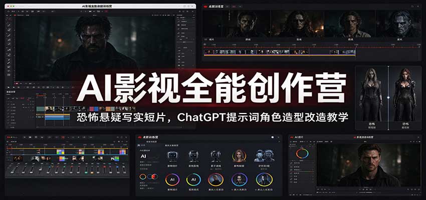 AI影视全能创作营：恐怖悬疑写实短片，ChatGPT提示词角色造型改造教学网赚项目-副业赚钱-互联网创业-资源整合老八网赚资源
