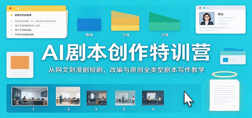 AI剧本创作特训营：从网文到漫剧短剧，改编与原创全类型剧本写作教学网赚项目-副业赚钱-互联网创业-资源整合老八网赚资源