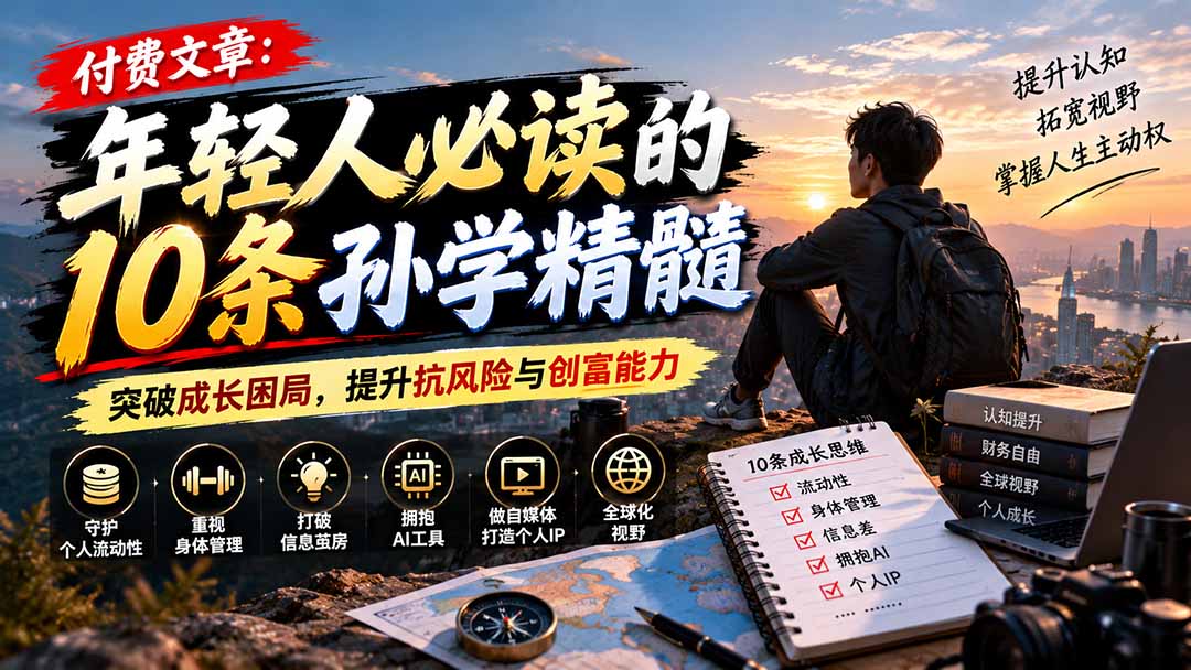 付费文章：年轻人必读的10条孙学精髓，突破成长困局，提升抗风险与创富能力网赚项目-副业赚钱-互联网创业-资源整合老八网赚资源
