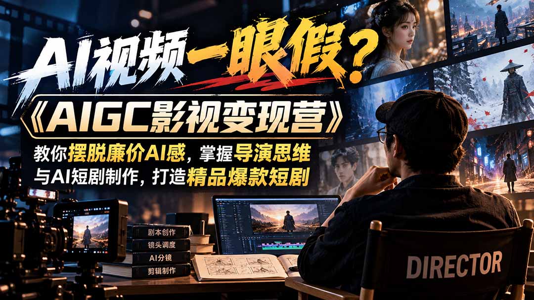 【无水印】AI视频一眼假？《AIGC影视变现营》教你摆脱廉价AI感，掌握导演思维与AI短剧制作，打造精品爆款短剧网赚项目-副业赚钱-互联网创业-资源整合老八网赚资源