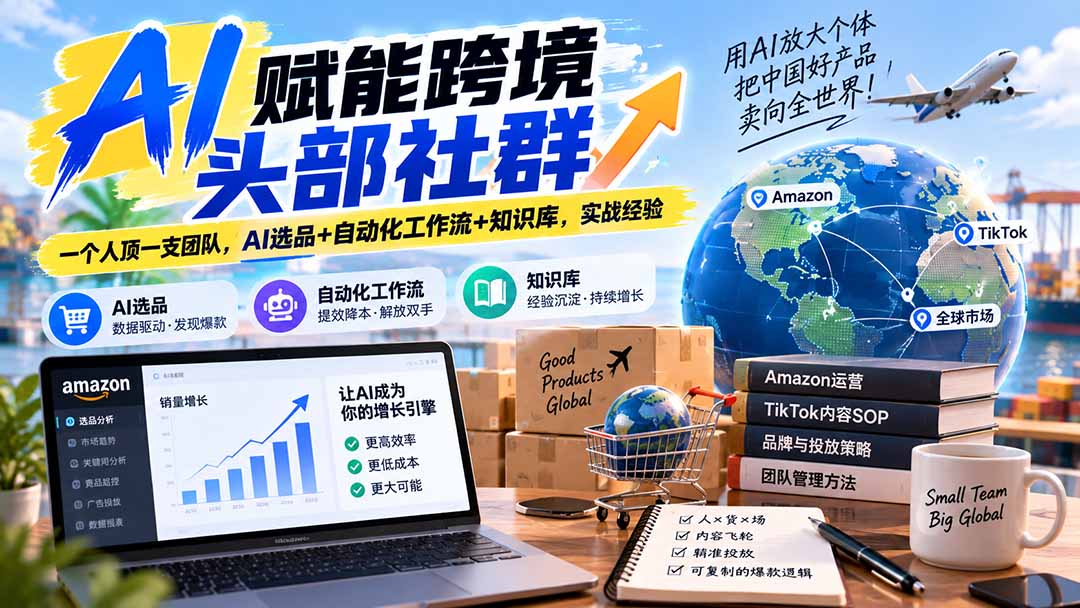 AI赋能跨境头部社群-更新1023：一个人顶一支团队，AI选品+自动化工作流+知识库，实战经验网赚项目-副业赚钱-互联网创业-资源整合老八网赚资源