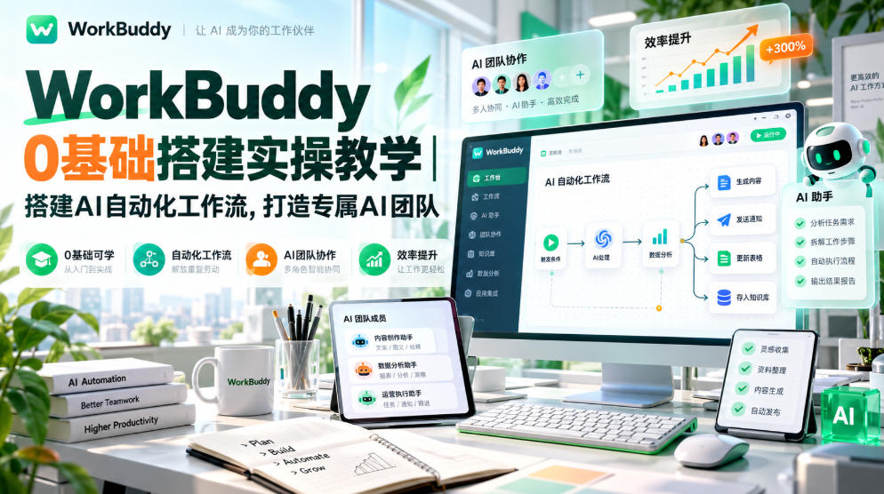 2afb3fc48ec2b2efecb6a441a02b5d7c.jpeg WorkBuddy 0基础搭建实操教学|搭建AI自动化工作流,打造专属AI团队
