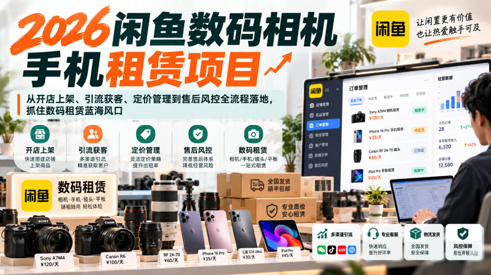 7bcad53462b77553d92ec3219b778e78.jpeg 2026闲鱼数码相机手机租赁项目,从开店上架、引流获客、定价管理到售后风控全流程落地,抓住数码租赁蓝海风口