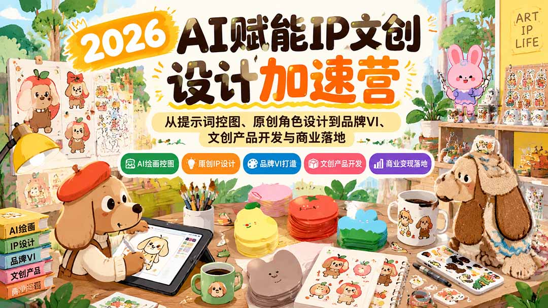 2026AI赋能IP文创设计加速营：从提示词控图、原创角色设计到品牌VI、文创产品开发与商业落地网赚项目-副业赚钱-互联网创业-资源整合老八网赚资源