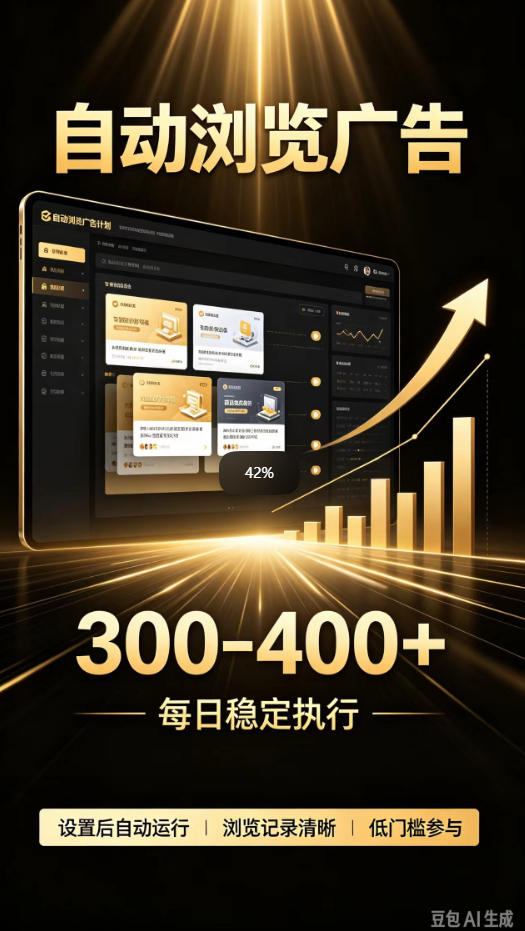 自动浏览广告计划，0门槛副业，日入300-400，躺賺稳定风口项目，无需人工操作，解放双手【揭秘】网赚项目-副业赚钱-互联网创业-资源整合老八网赚资源