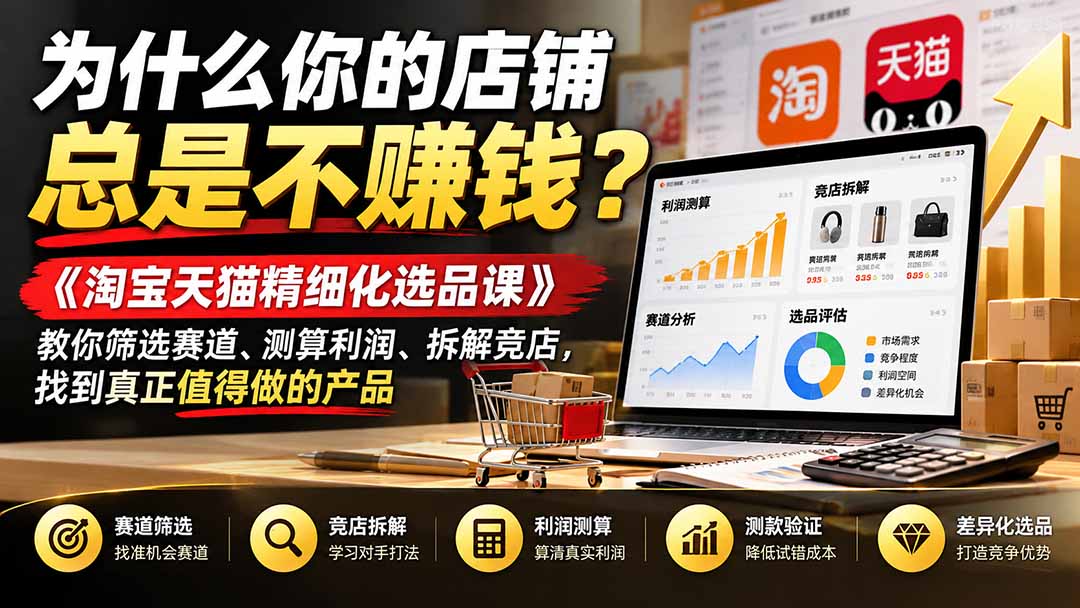 cff423a0802a5c0ba9016c45fd78736a.jpeg 为什么你的店铺总是不赚钱?《淘宝天猫精细化选品课》教你筛选赛道、测算利润、拆解竞店,找到真正值得做的产品