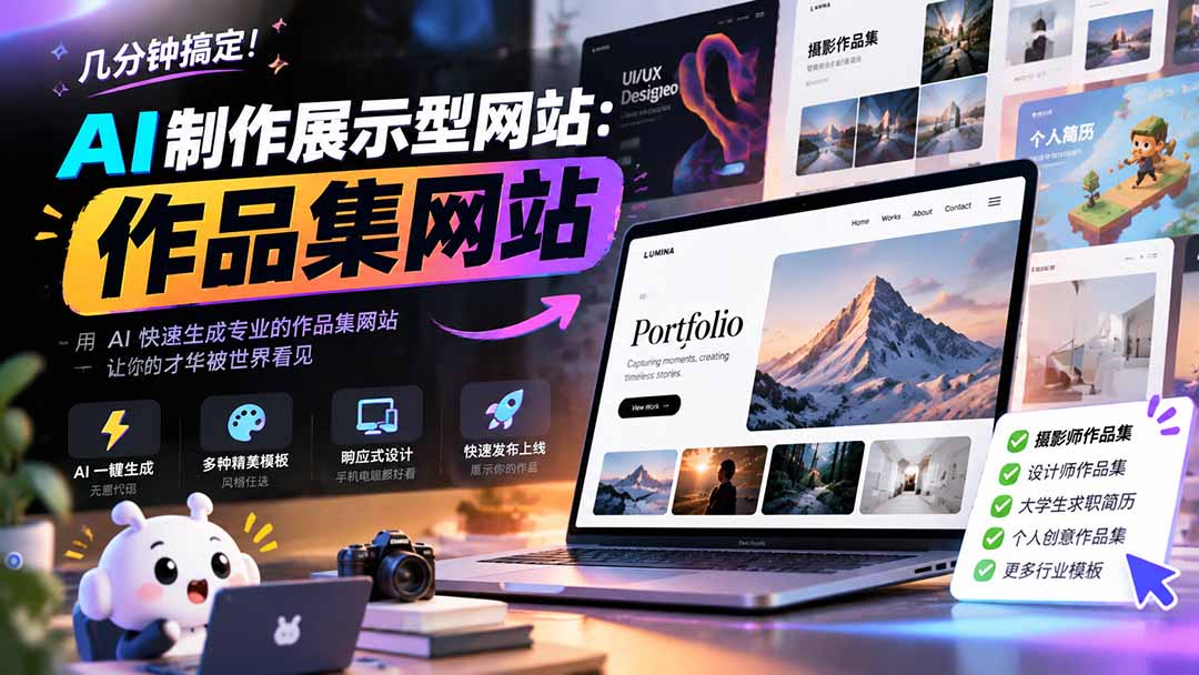 78b30b827437c05f33becc6556c57422.jpeg 几分钟搞定,AI制作展示型网站制作:作品集网站,用AI快速生成专业的作品集网站,接单变现!