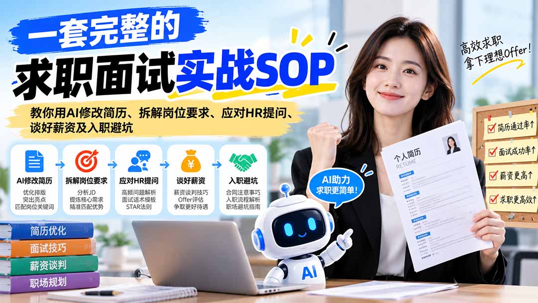 一套完整的求职面试实战SOP：教你用AI修改简历、拆解岗位要求、应对HR提问、谈好薪资及入职避坑网赚项目-副业赚钱-互联网创业-资源整合老八网赚资源