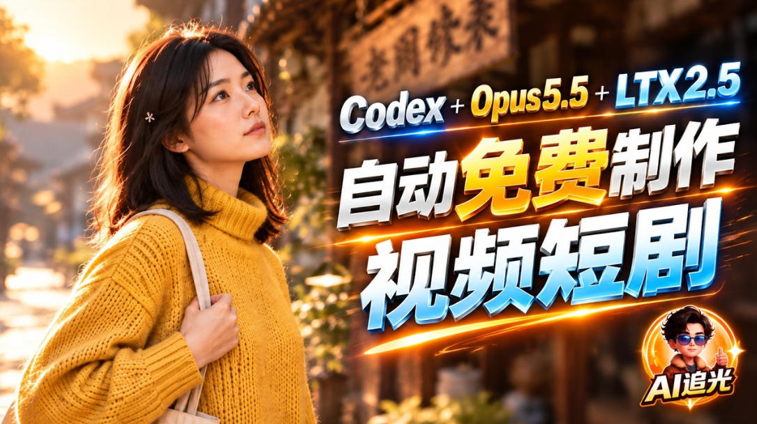 【无水印】Codex出图+免费LTX-2.5生成视频，Claude Opus 5.5全自动剪出1分钟情感短剧《停了的表》网赚项目-副业赚钱-互联网创业-资源整合老八网赚资源